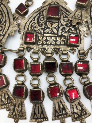 Huge Turkoman Collar With Red Inset Glass CLOSE UP 2 of 3