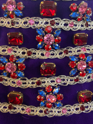 Malcolm Starr 60s Purple Velvet Jeweled Gown DETAIL 4 of 5
