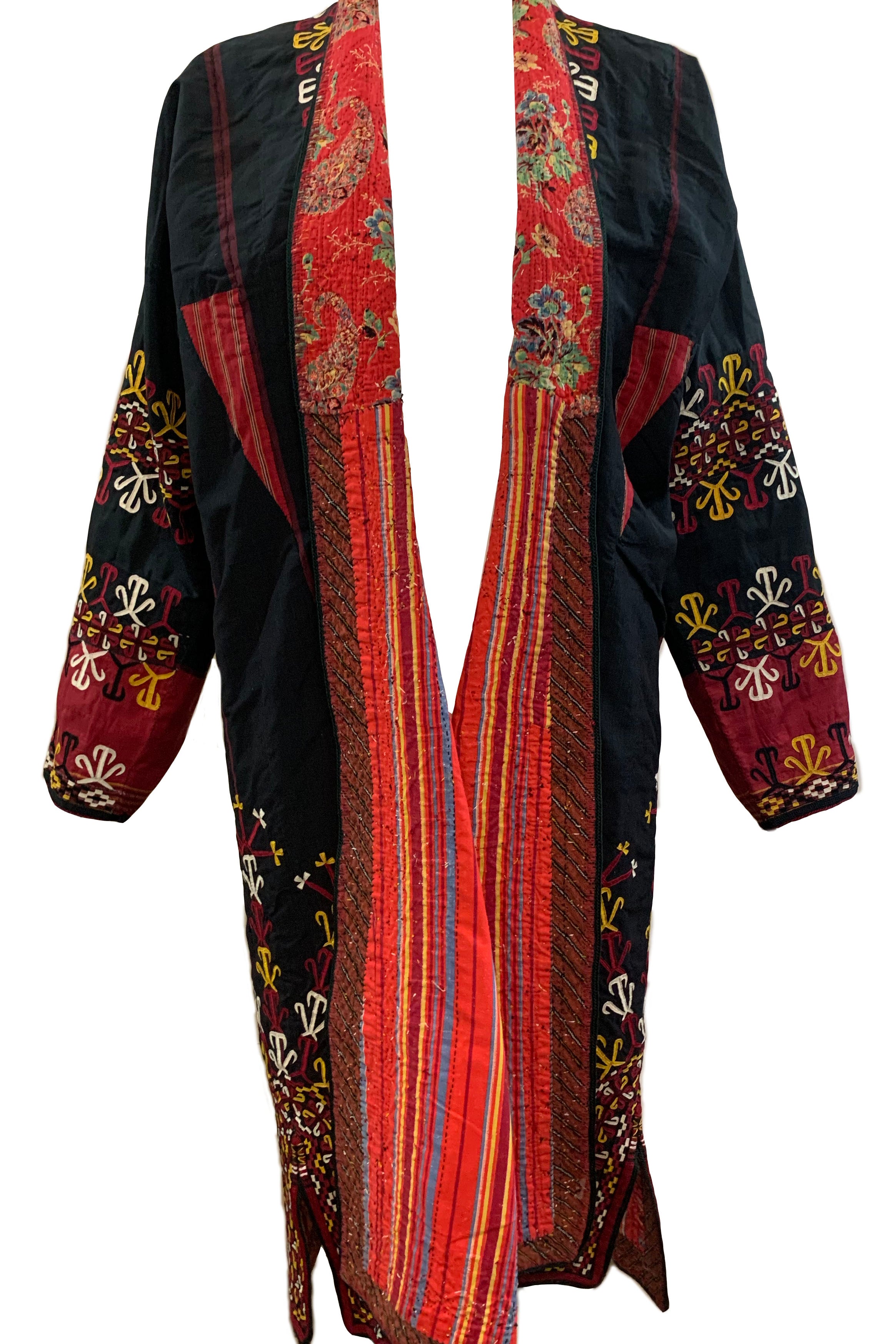 Mid 20th Century Hand Embroidered  Turkmenistan Chyrpy Coat FRONT 1 of 5