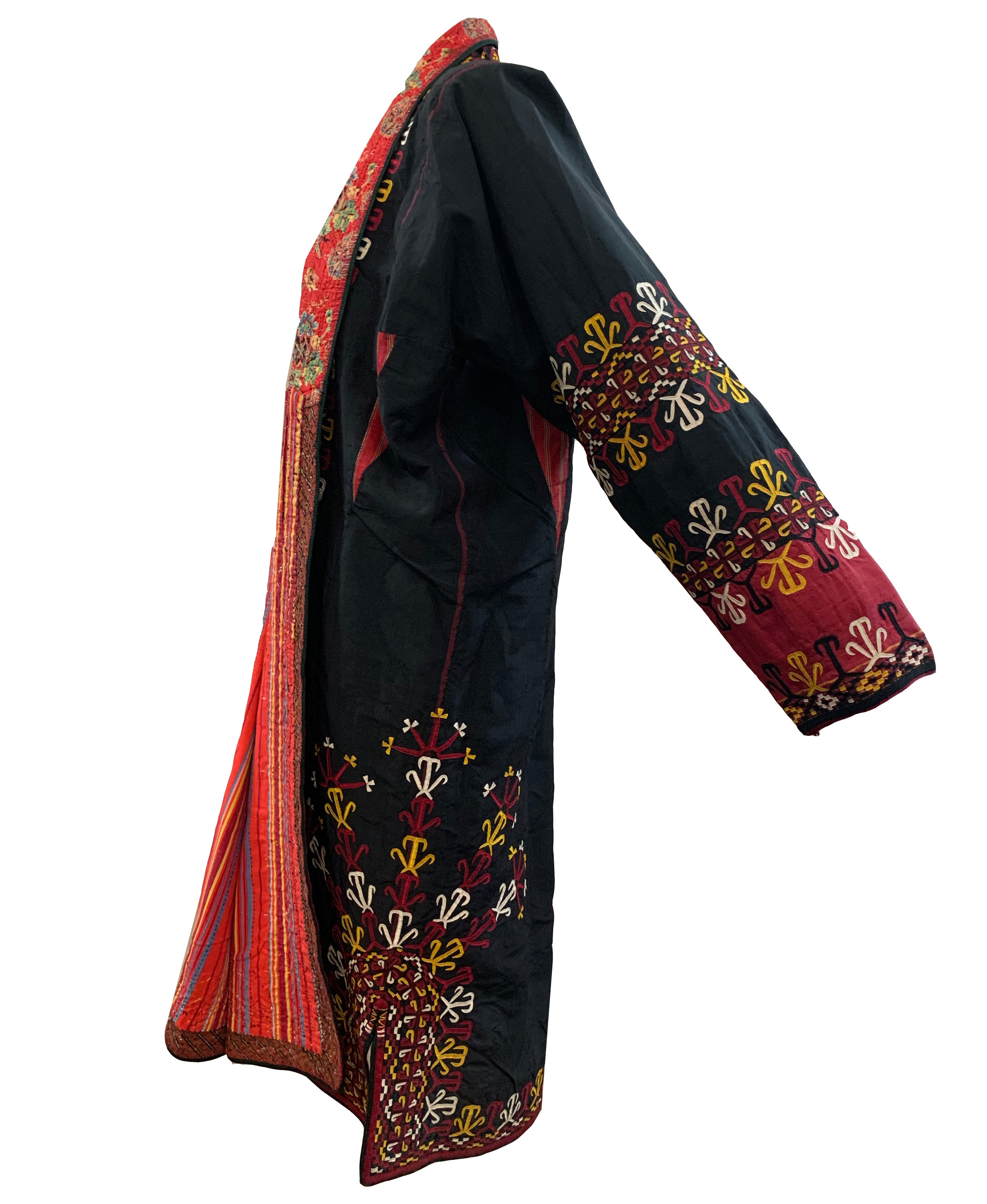 Mid 20th Century Hand Embroidered  Chyrpy Turkmenistan Coat SIDE 2 of 5