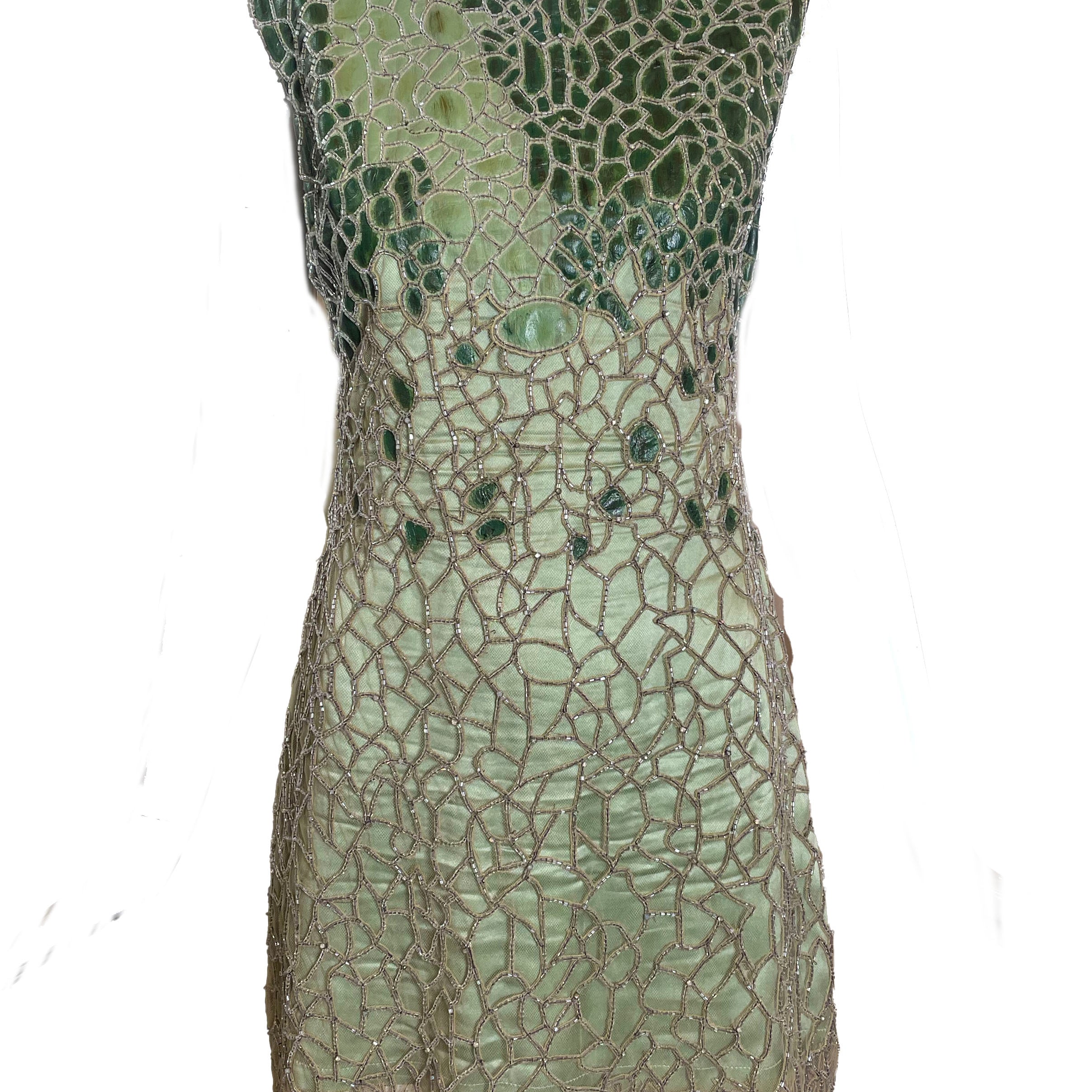 Lorena Sarbu Early 2000s Beaded Mint Green Mini Dress