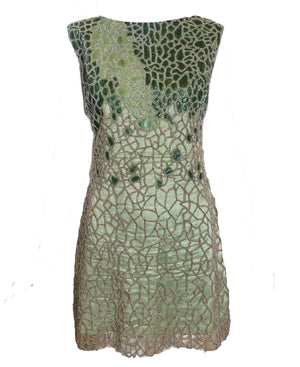 Lorena Sarbu Early 2000s Beaded Mint Green Mini Dress