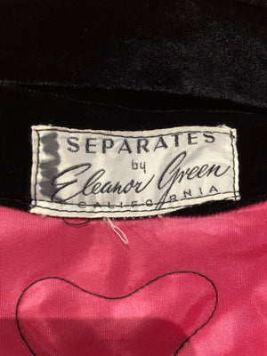50s Black Velvet Quilted Circle Skirt