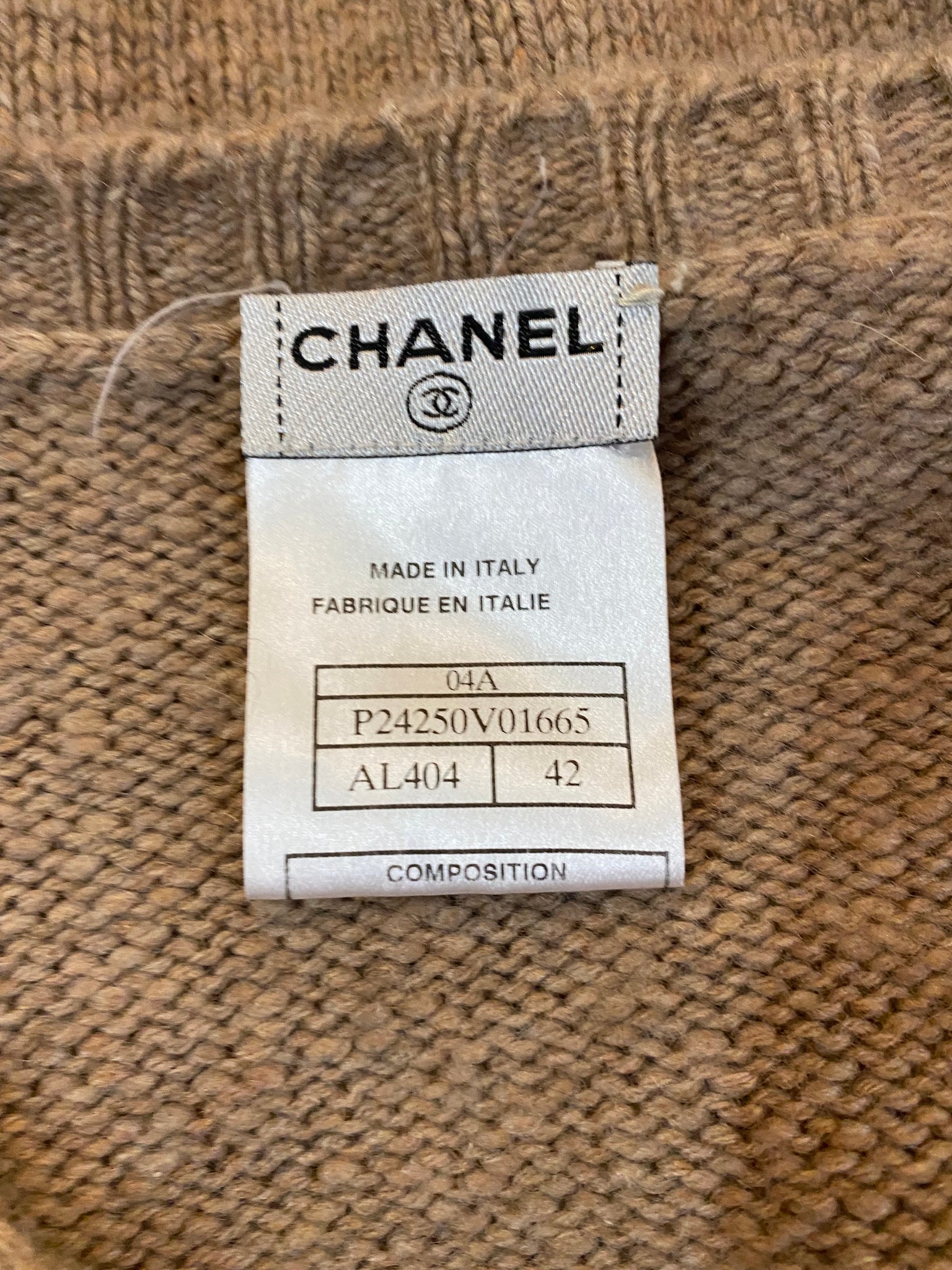 Chanel  Oatmeal Cashmere Cardigan Sweater LABEL 5 of 5