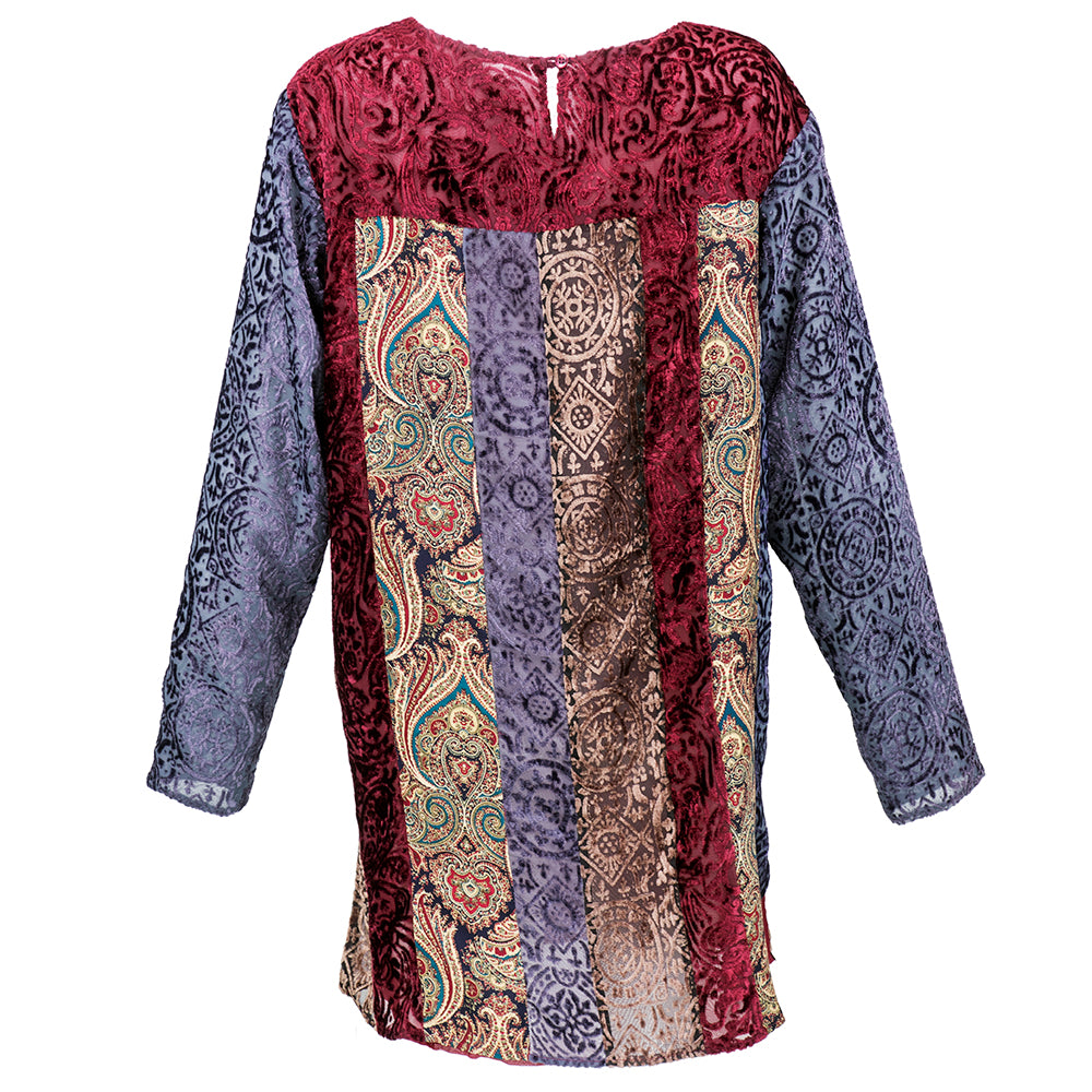 90s KOOS VAN DEN AKKER Cut Velvet Patchwork Tunic Mini, back