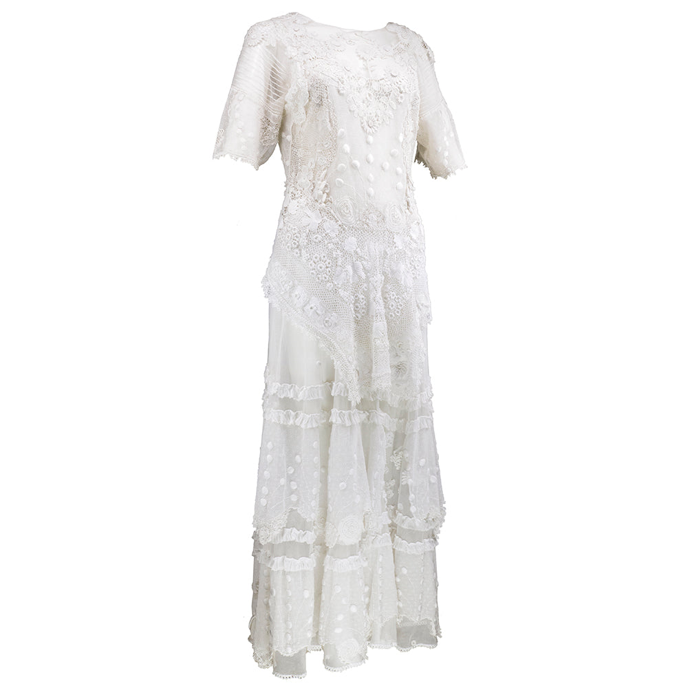 Edwardian White Irish Crochet and Hand Embroidered Lace Dress Edwardian White Irish Crochet and Hand Embroidered Lace Dress