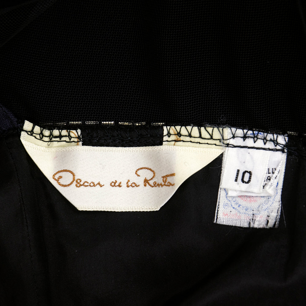 Vintage DE LA RENTA 80s Beaded Illusion Bodice Velvet Gown, label