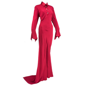 Vintage PEARCE-FIONDA 90s  Red Crepe Bias-Cut Maxi Dress, side