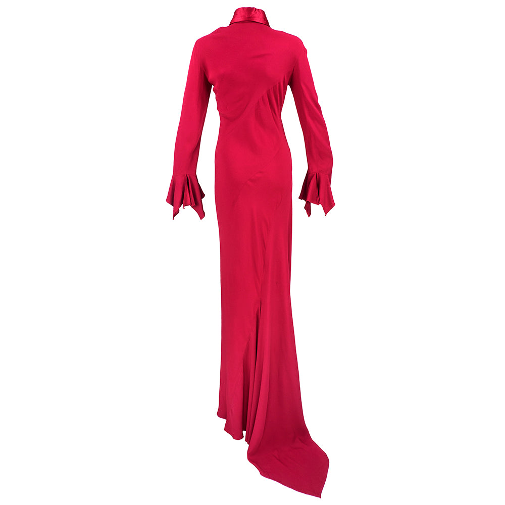Vintage PEARCE-FIONDA 90s  Red Crepe Bias-Cut Maxi Dress, back