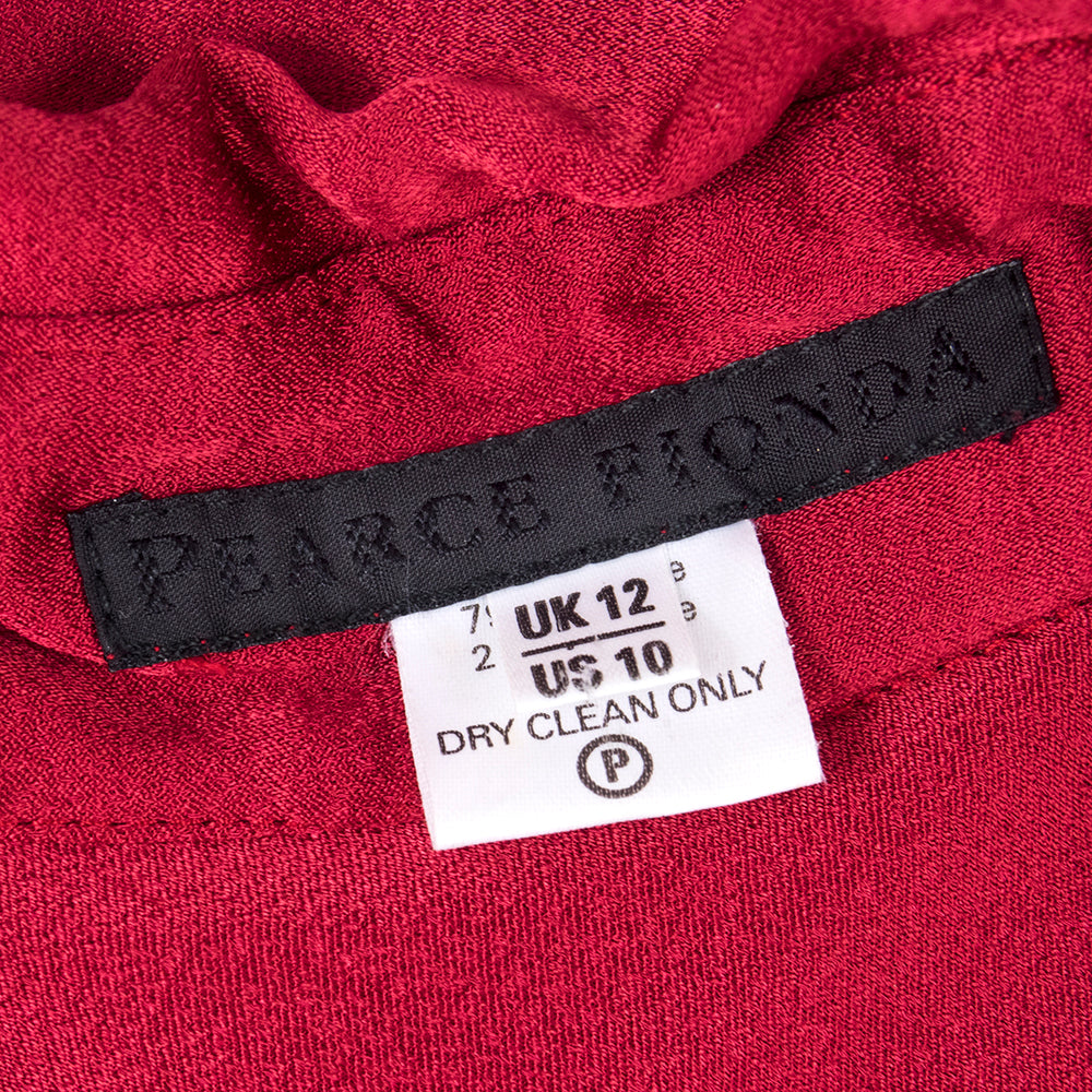 Vintage PEARCE-FIONDA 90s  Red Crepe Bias-Cut Maxi Dress, label
