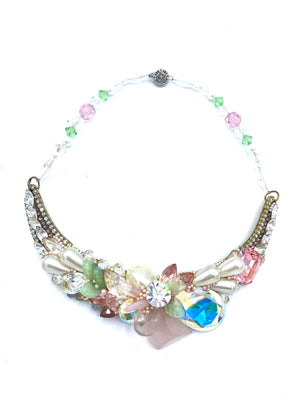 Wendy Gell Necklace 80s Pink and Green collar