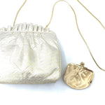 Judith Leiber 90s  Iridescent White Clutch with Kiss Lock FRONT 1 of 5