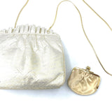 Judith Leiber 90s  Iridescent White Clutch with Kiss Lock FRONT 1 of 5