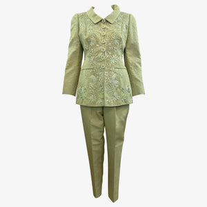 Balmain Haute Couture Mint Green Suit with Embroidery FRONT 1 of 6