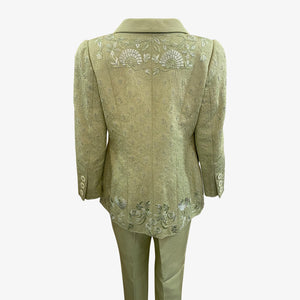 Balmain Haute Couture Mint Green Suit with Embroidery BACK OF JACKET  4 of 6