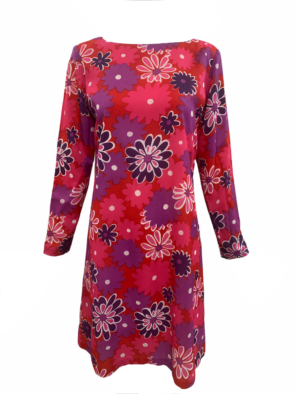 Jax 60s Red, Pink and Purple Floral Shift dress FRONT 1 of 4