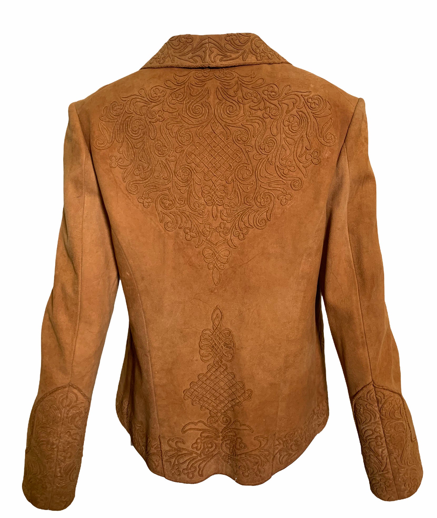 Argentinian 40s Tan Suede Jacket with Couched Trim  BACK 2 of 4