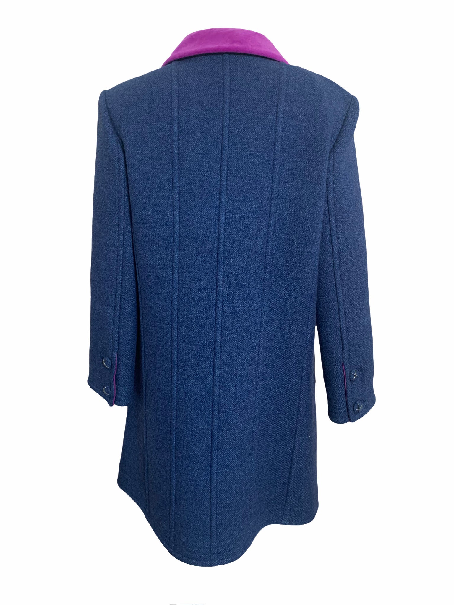  Chanel Early 2000s Cashmere Wool Blend Coat with Velvet Trim BACK 3 of 5