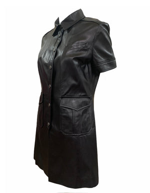  Chanel Early 2000s Black Leather Dress SIDE 2 of 4