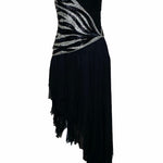 Balestra tra 80s Black Chiffon Beaded Evening Dress FRONT 1 of 4