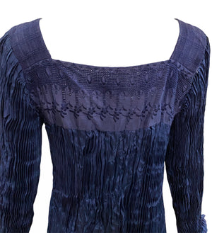 Afghani Blouse Blue Broomstick Pleated DETAIL 3 of 3