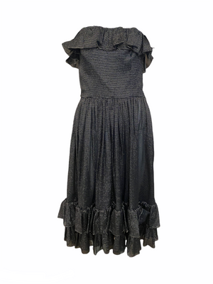 Ungaro 70s Strapless Metallic Stripe Dress FRONT 1 of 5
