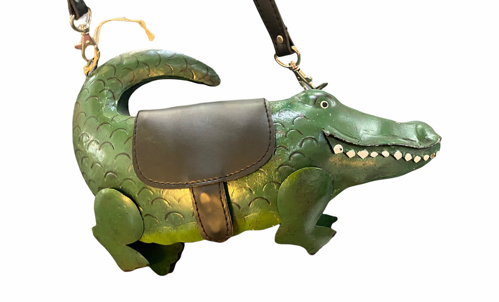 Green 90s Metal Alligator purse SIDE 1 of 5