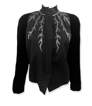 Dior 80s Velvet and Leather Beaded Jacket FRONT 1 of 4