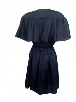 Halston 70s  Black Silk Taffeta Jacquard Wrap Dress BACK 3 of 4