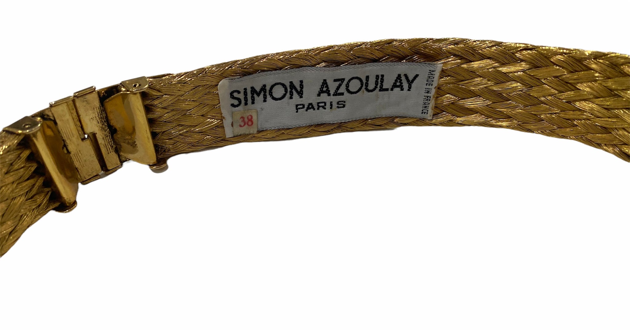  Simon Azoulay 90s  Interesting Brass Braided Belt LABEL 2 of 2