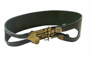 Emanuel Ungaro Green Leather  Double Buckle Belt with Burnished Brass Hardware LOGO 4 of 4