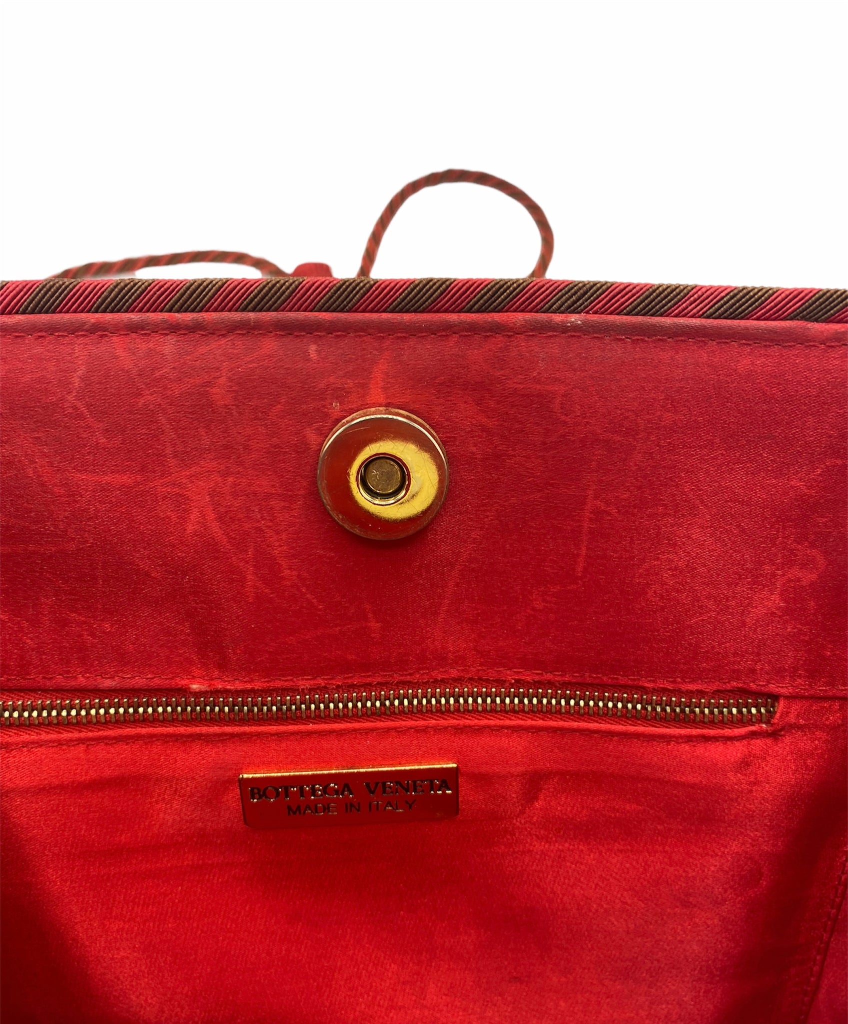 Authentic Bottega Veneta Vintage Red Satin Crossbody Bag 