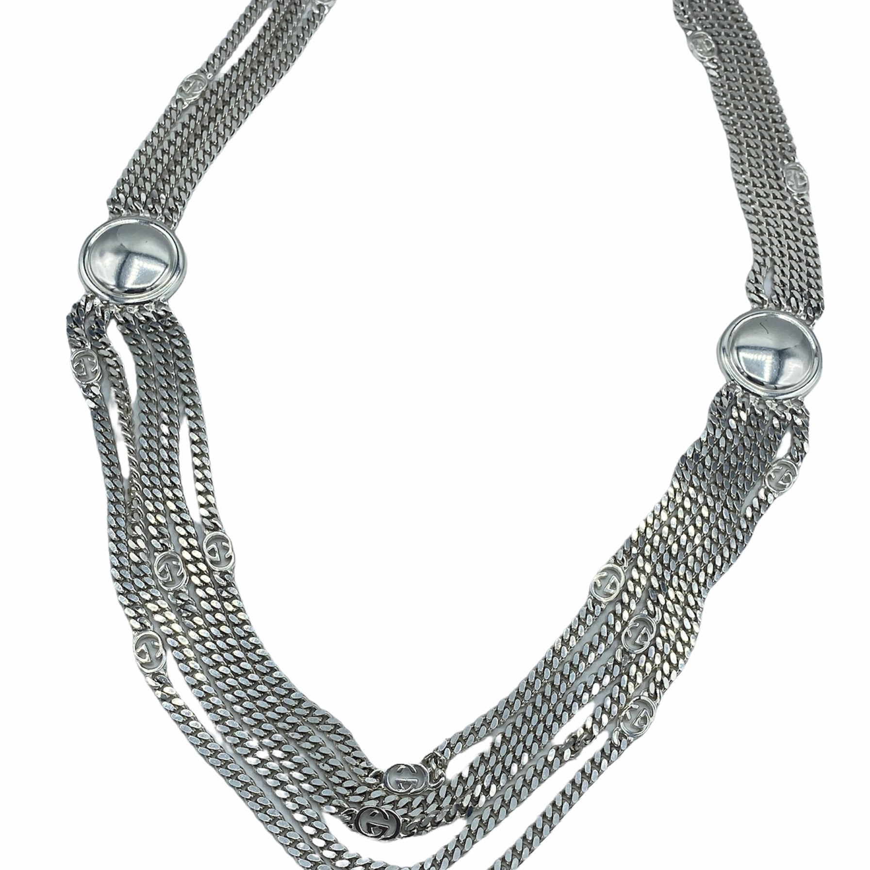 1970s/80s GUCCI Silver Tone Chain Swag Belt, detail 1