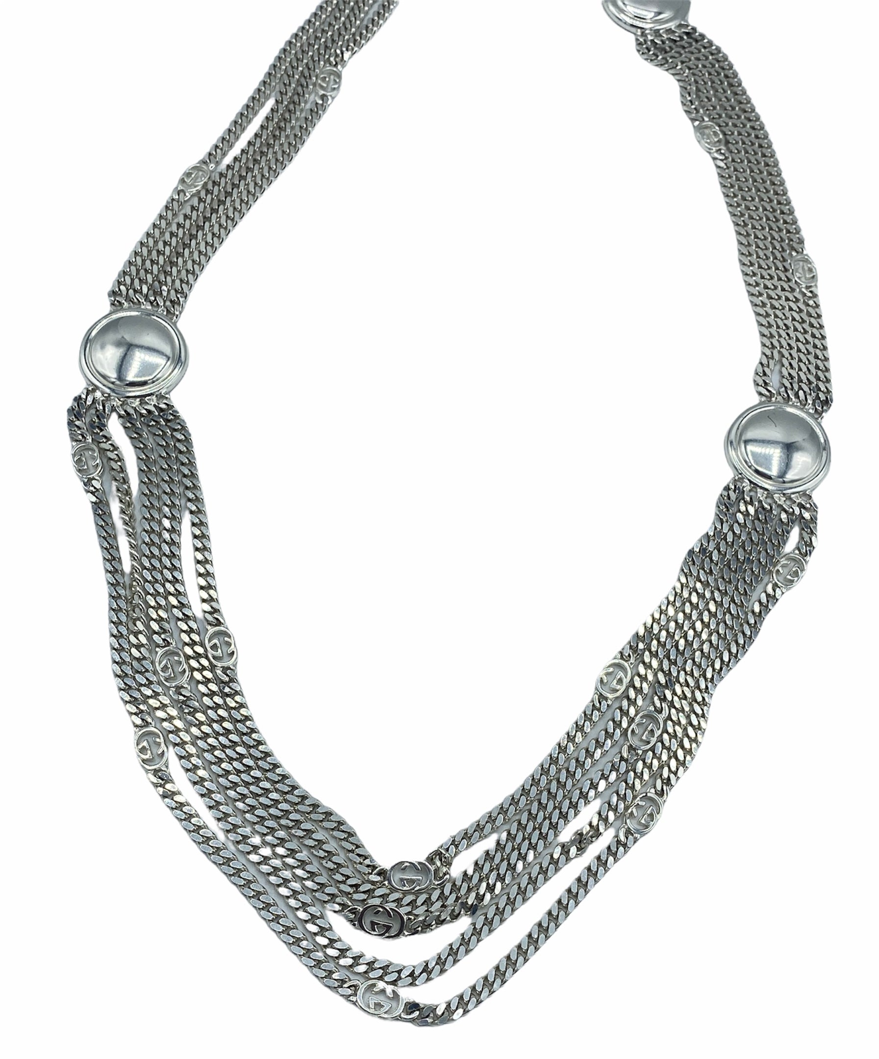 1970s/80s GUCCI Silver Tone Chain Swag Belt, detail 1