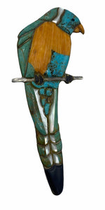 Incredible Silver Parrot  Silver Parrot Brooch  with Turquoise and  Other Stones FRONT 1 of  2