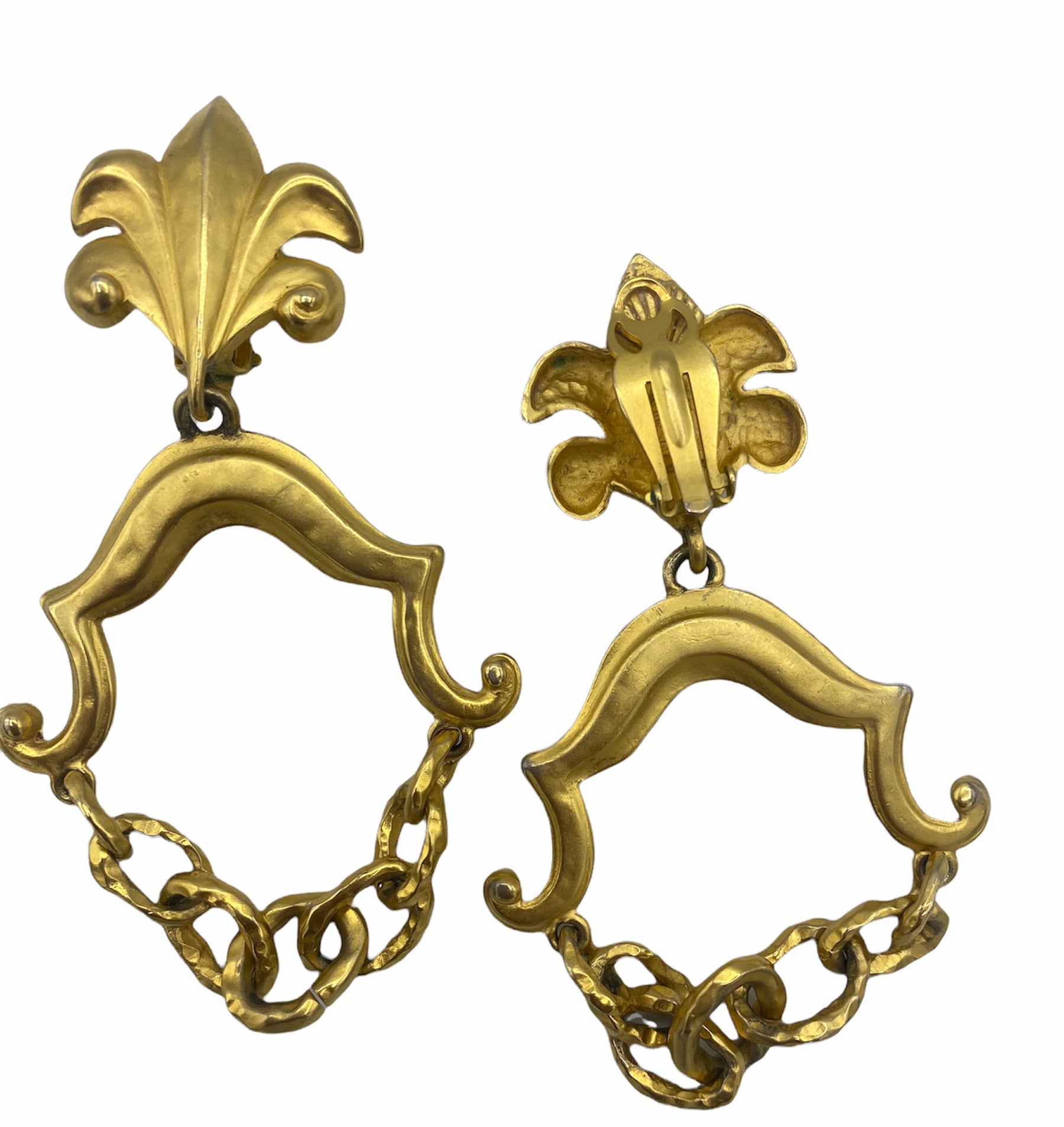 Karl Lagerfeld 90s Whimsical Baroque Style XL Earrings BACK1  2 of 3