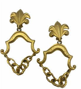 Karl Lagerfeld 90s Whimsical Baroque Style XL Earrings FRONT 1 of 3
