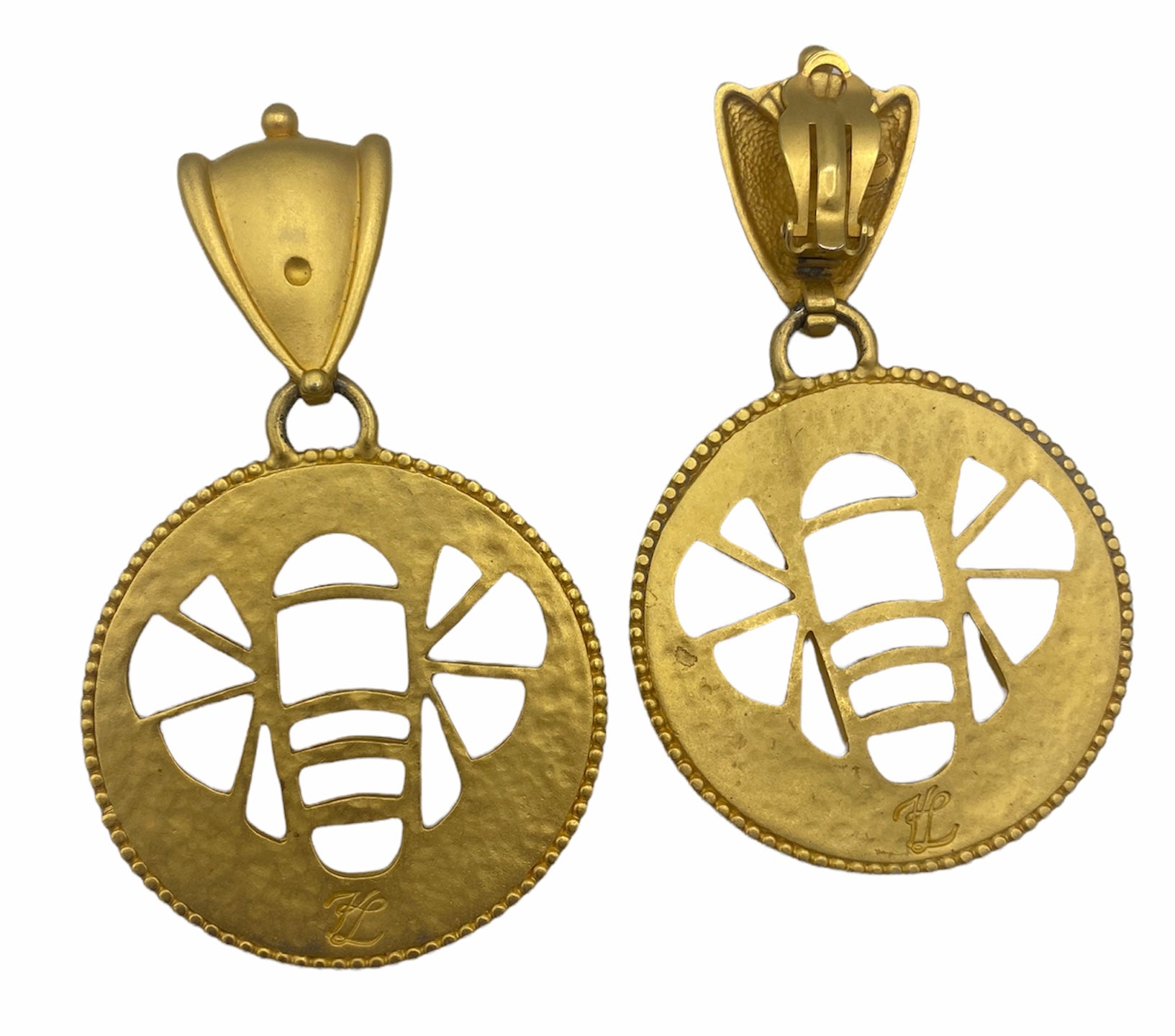 Karl Lagerfeld  Bee Stencil Clip On Earrings BACK 2 of 3
