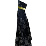 Martin Grant Black Strapless Gown with Chartreuse Sash SIDE 2 of 5