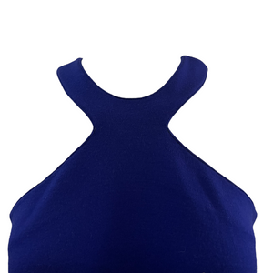 Azzedine Alaia 90s Electric Blue Body Con  Mini Dress COLLAR DETAIL 4 of 6