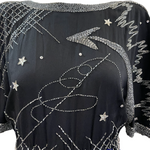 Fabrice 80s Black Beaded Cocktail Dress with Stars DETAIL 4 of 7