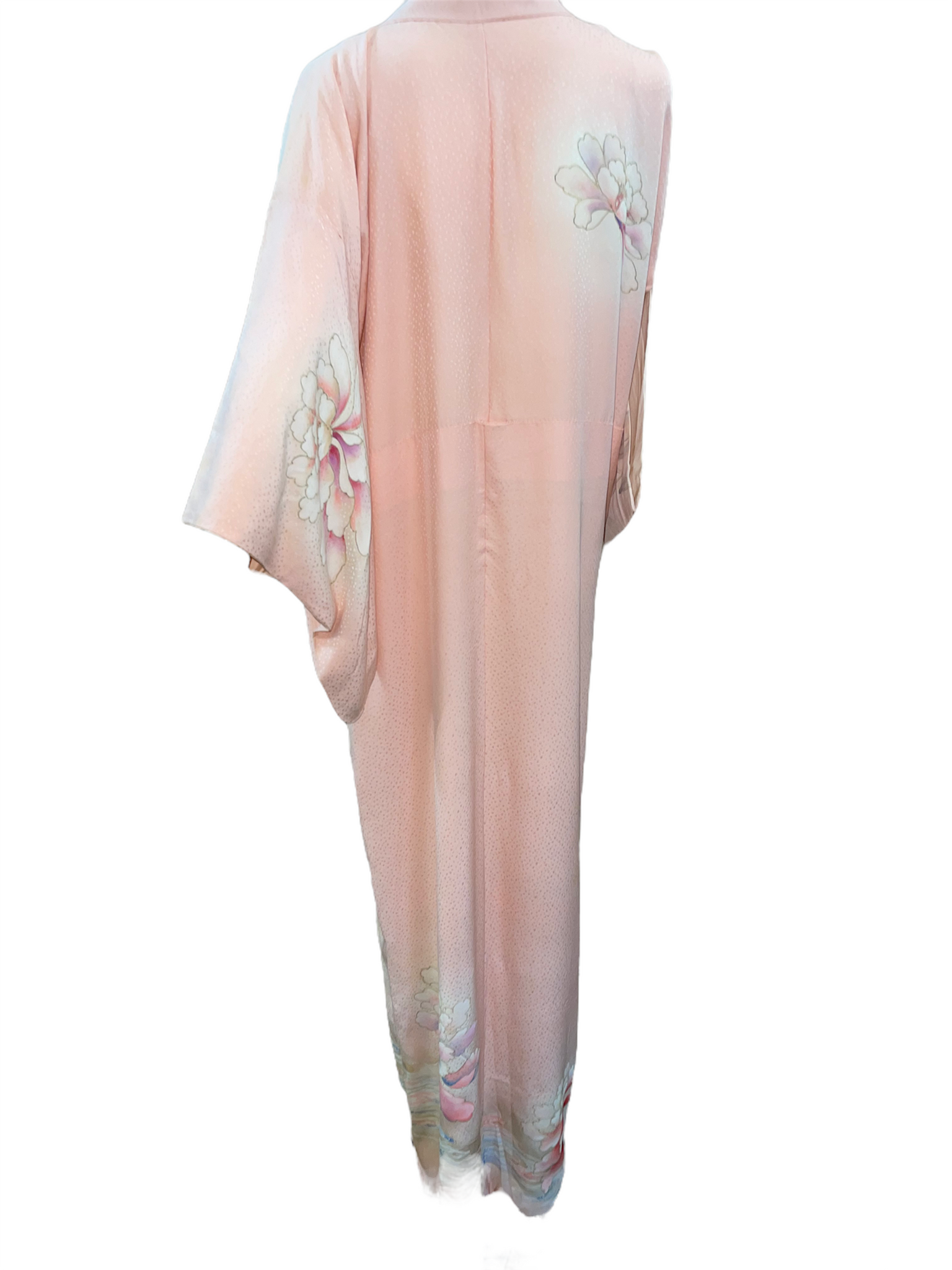 Japanese 20th Century Pale Pink Silk Hand Painted Kimono  BACK 3 of 7