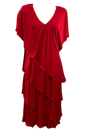Holly's Harp 70s Red Jersey Petal Dress FRONT 1 of 5