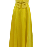 Miss Elliete 70s Lemon Yellow Cotton Maxi Dress with Swiss Dots