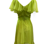 Miss Elliette 60s Chartreuse Chiffon Cocktail Dress BACK 3 of 4
