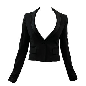 Gaultier Y2K Black Cropped Shawl Collared Tuxedo Jacket FRONT 1 of 6