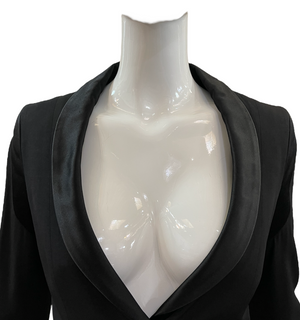 Gaultier Y2K Black Cropped Shawl Collared Tuxedo Jacket COLLAR DETAIL 4 of 6