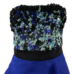   J Mendel Contemporary Blue Organza Strapless Gown with Sequin Top TOP 4 of 6