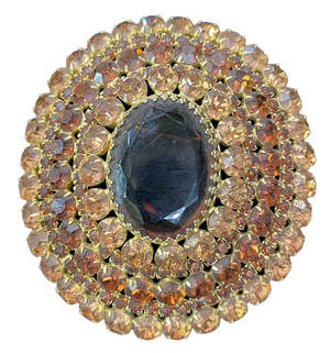 60s Unsigned Oversized Brooch in Amber Tones FRONT 1 of 3
