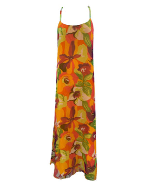 Leo Narducci 70s Floral Chiffon Tropical Getaway Gown with Jacket, dress